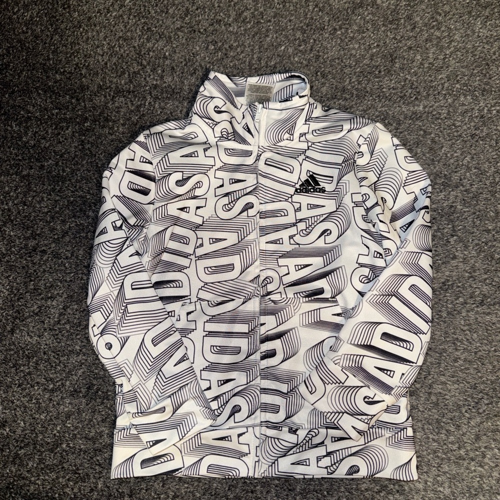 Adidas White and Black Patterned Shirt